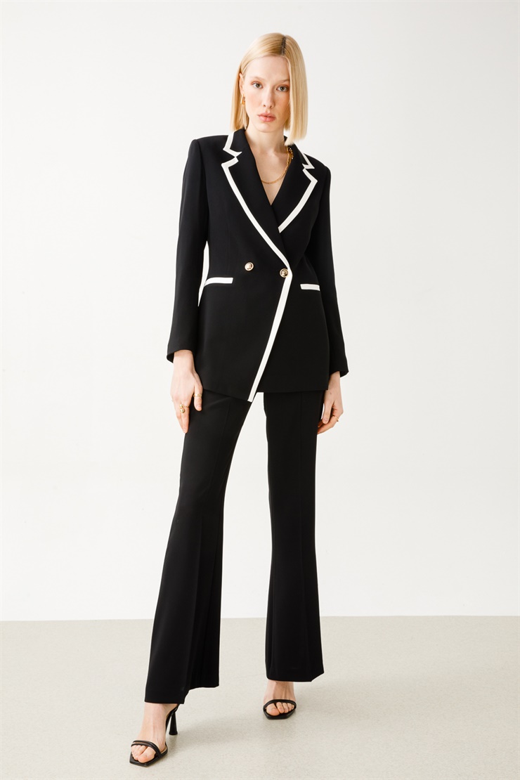 Modailgi  Enkürüsteli Bol Paça Pantolon - 7016 Siyah