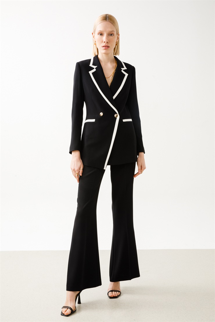 Modailgi  Enkürüsteli Bol Paça Pantolon - 7016 Siyah