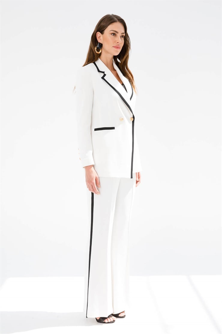 Modailgi  Enkürüsteli Bol Paça Pantolon - 7016 Ekru