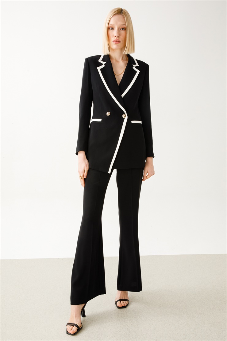 Modailgi  Enkürüsteli Bol Paça Pantolon - 7016 Siyah