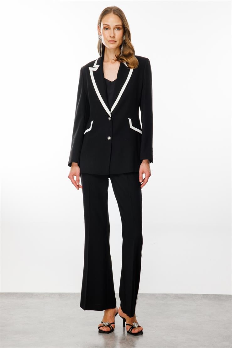 Modailgi  Enkürüsteli Çift Düğme Ceket Siyah