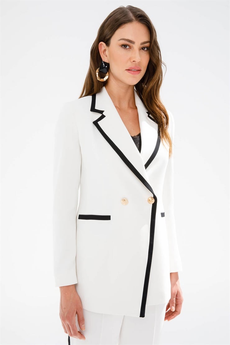 Modailgi  Enkürüsteli Kruvaze Ceket Ekru