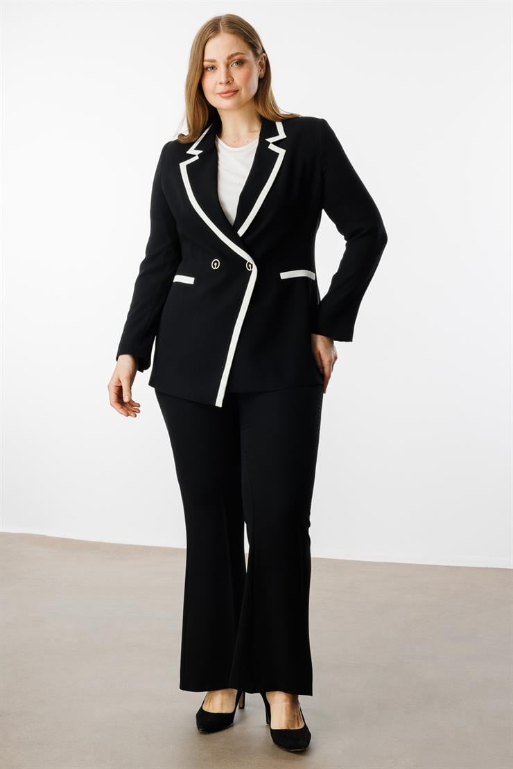 Modailgi  Enkürüsteli Kruvaze Ceket Siyah