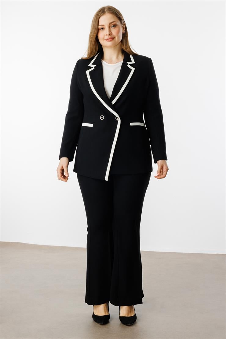 Modailgi  Enkürüsteli Kruvaze Ceket Siyah