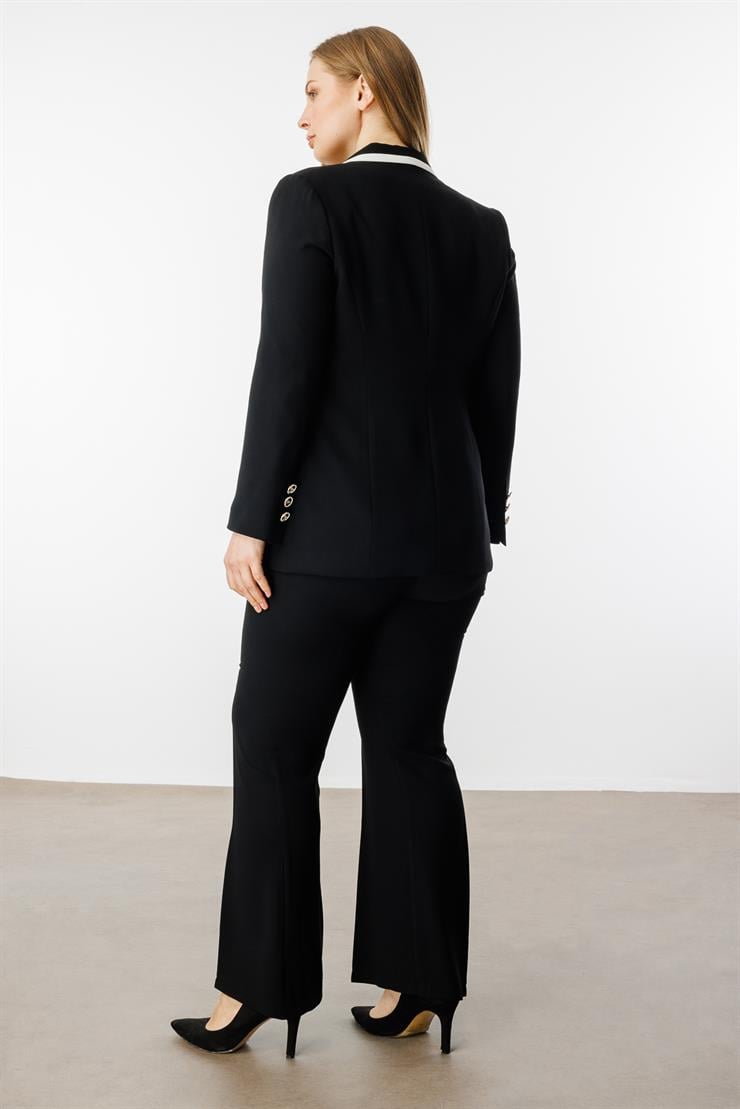 Modailgi  Enkürüsteli Kruvaze Ceket Siyah