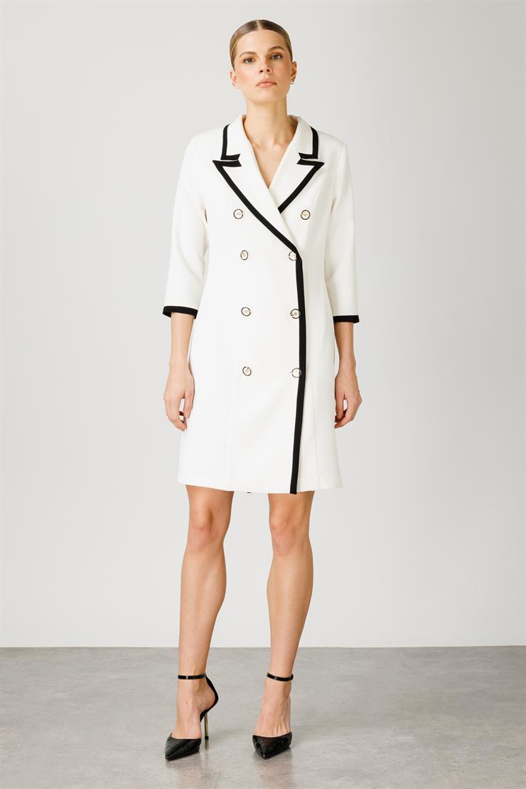 Modailgi  Enkürüsteli Kruvaze Elbise Ekru