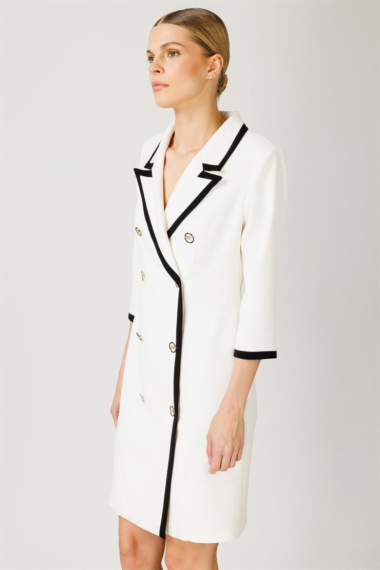 Modailgi  Enkürüsteli Kruvaze Elbise Ekru