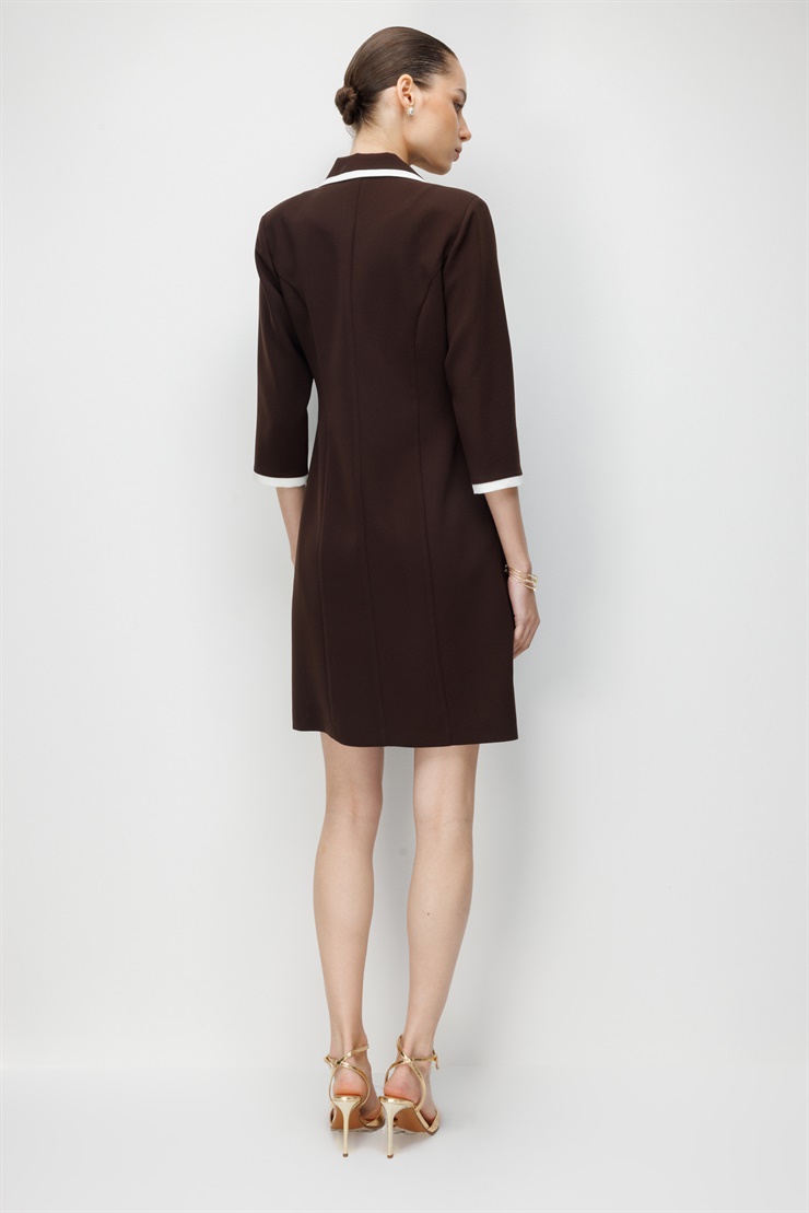 Modailgi  Enkürüsteli Kruvaze Elbise Kahve