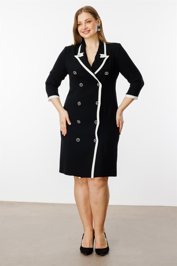 Modailgi  Enkürüsteli Kruvaze Elbise Siyah