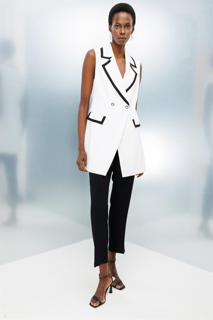 Modailgi  Enkürüsteli Kruvaze Yelek Ekru