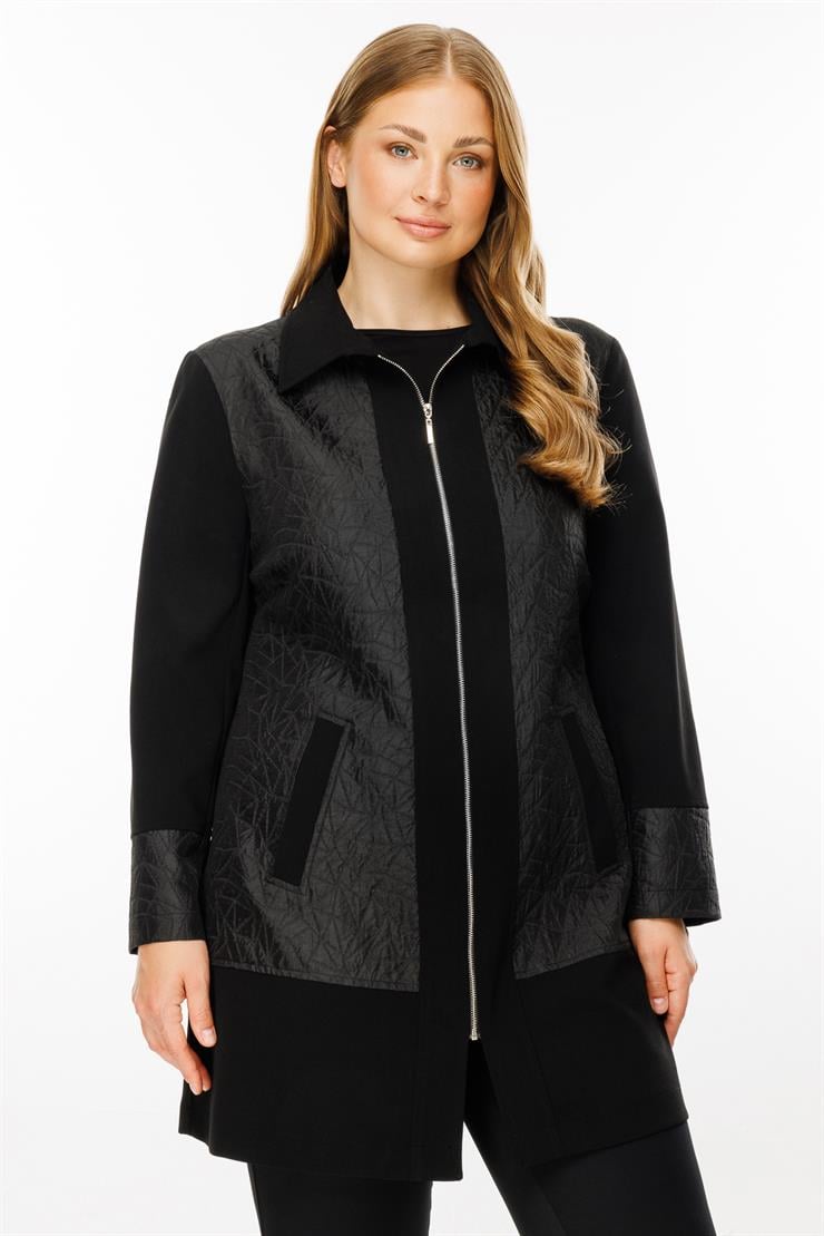 Modailgi  Erkek Yakalı Fermuarlı Kapitone Tunik Siyah