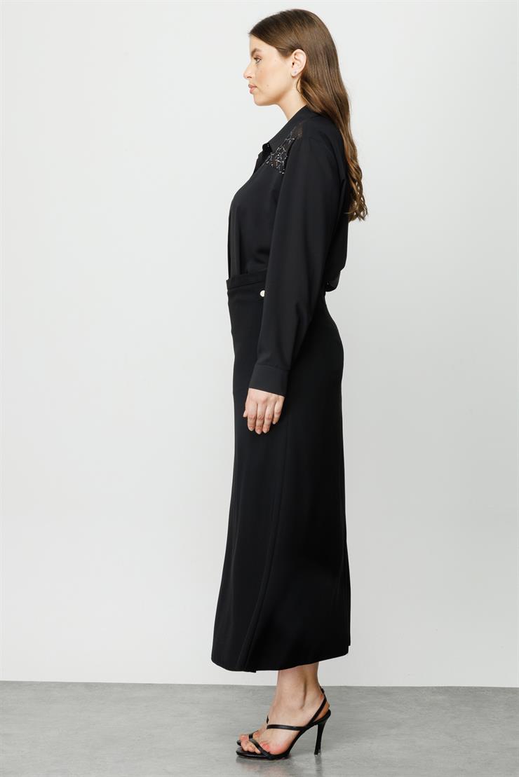 Modailgi  Klasik Uzun Çan Etek Siyah