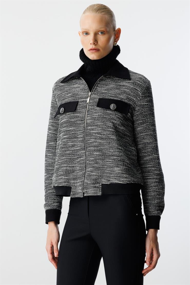 Modailgi  Fermuar Kapamalı Astarsız Örme Ceket Gri