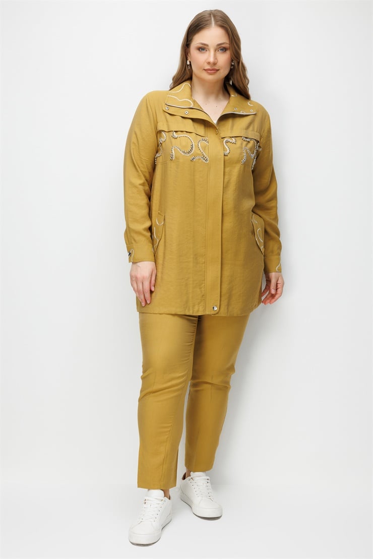 Modailgi  Fermuarlı Nakışlı Tunik Asit