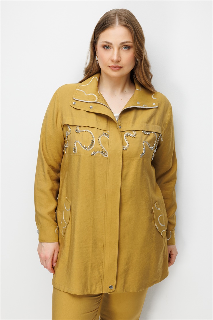 Modailgi  Fermuarlı Nakışlı Tunik Asit