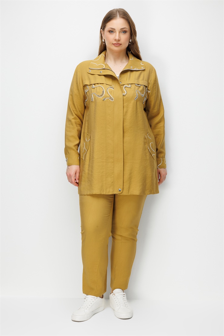 Modailgi  Fermuarlı Nakışlı Tunik Asit