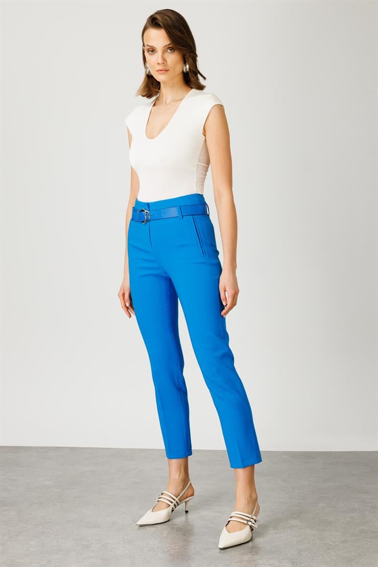 Modailgi  Fleto Cepli Kemerli Takım Pantolon - 7533 Mavi