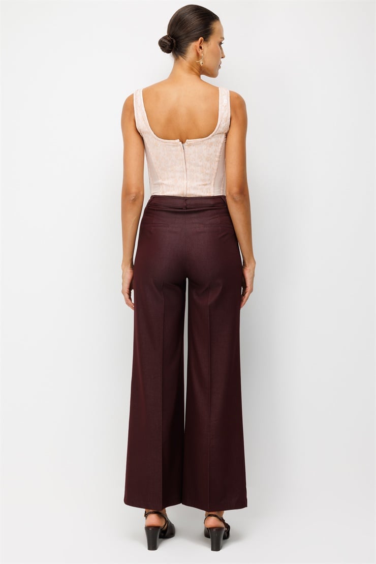 Modailgi  Geniş Paça Pantolon - 10161 Bordo