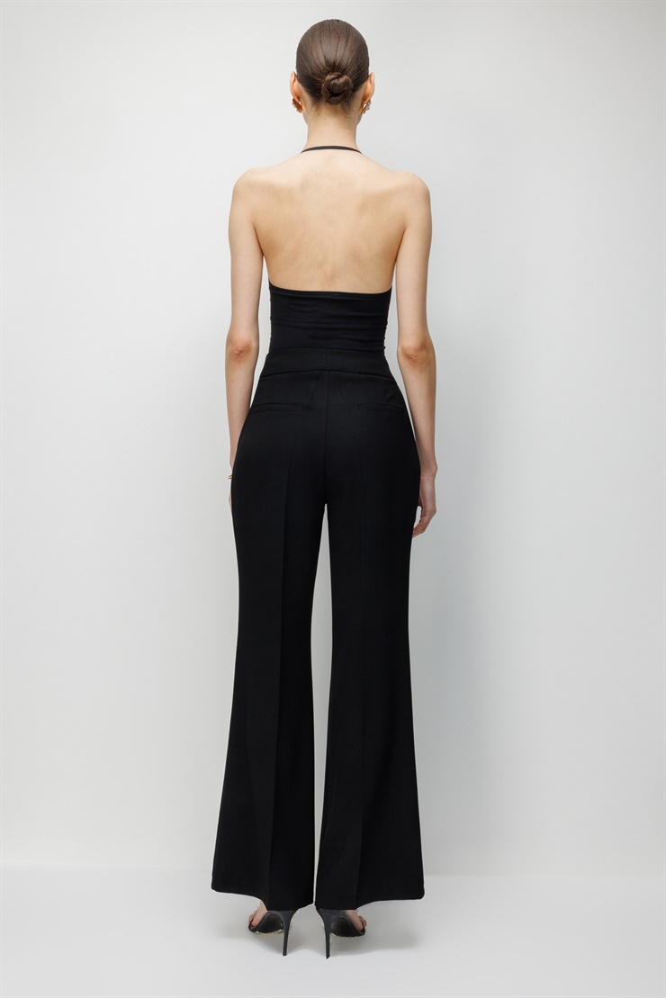 Modailgi  Geniş Paça Yüksek Bel Pantolon - 70116 Siyah