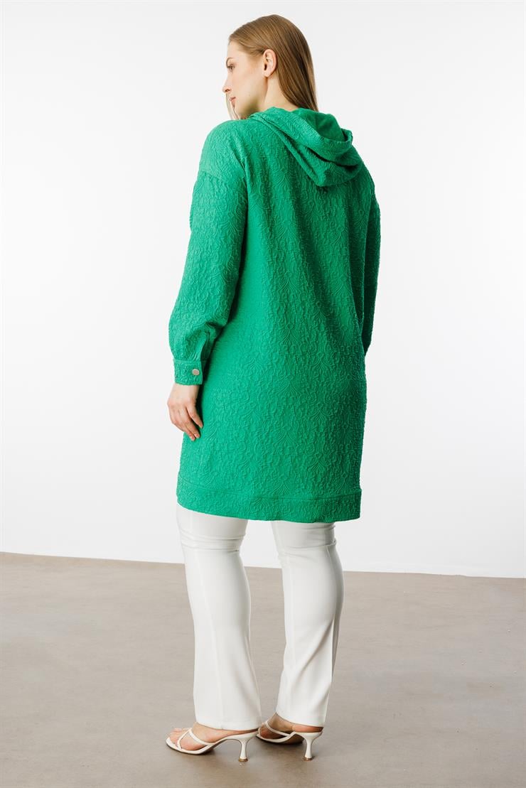 Modailgi  Gofre Kumaş Uzun Tunik Yeşil