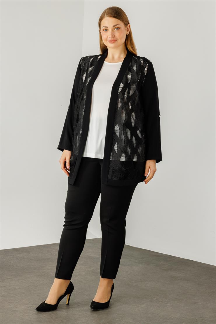 Modailgi  Güpür Detaylı İkili Takım Siyah