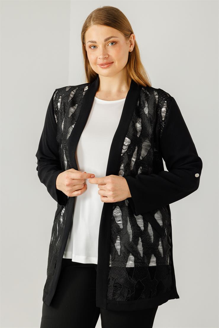 Modailgi  Güpür Detaylı İkili Takım Siyah