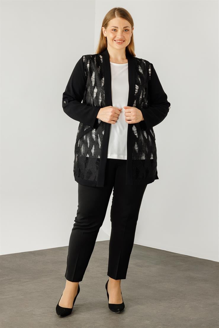 Modailgi  Güpür Detaylı İkili Takım Siyah