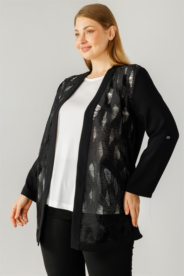 Modailgi  Güpür Detaylı İkili Takım Siyah