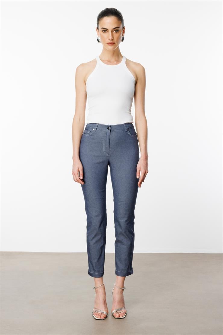 Modailgi  İç Kemeri Lastikli Spor Dikişli Bilek Boy Pantolon - 75202 İndigo