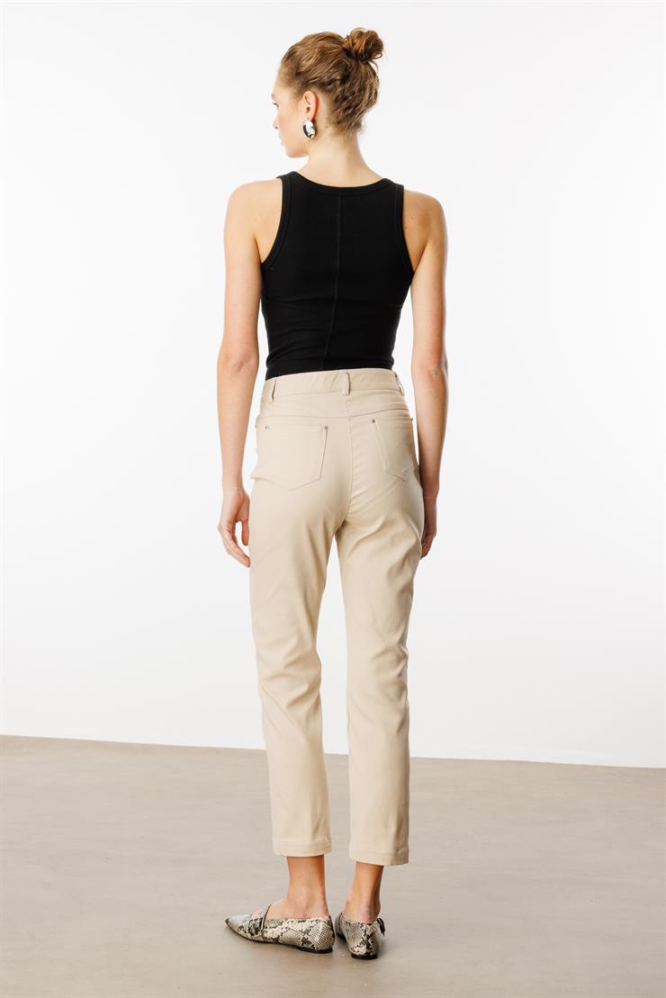 Modailgi  İç Kemeri Lastikli Spor Dikişli Bilek Boy Pantolon - 75202 Taş