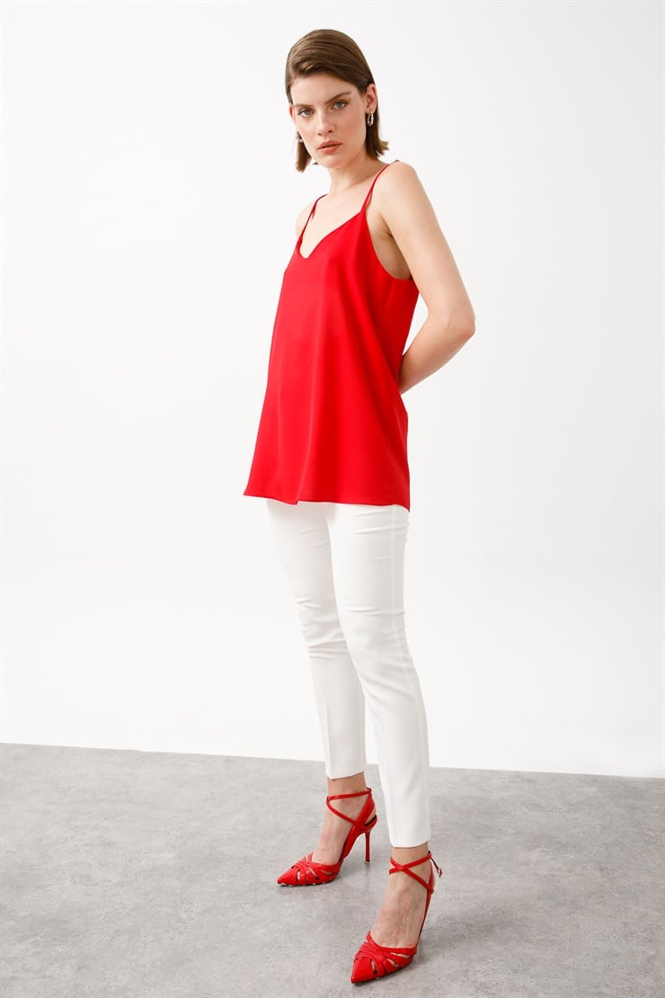 Modailgi  İp Askılı Atlet Kırmızı