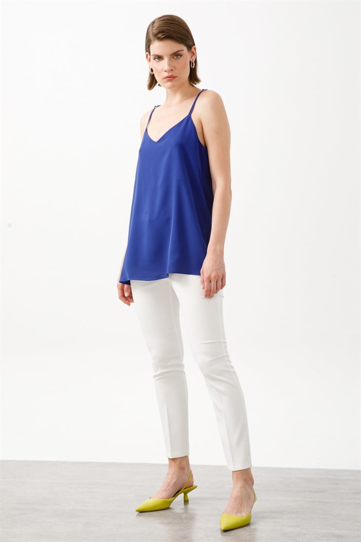 Modailgi  İp Askılı Atlet Saks