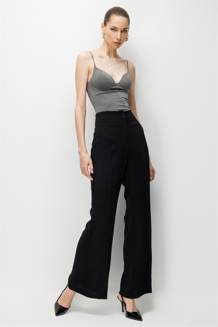 Modailgi  İspanyol Paça Dokuma Pantolon - 75005 Siyah