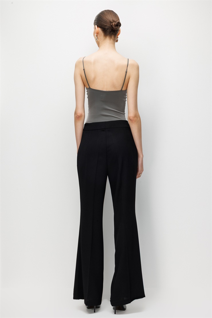 Modailgi  İspanyol Paça Dokuma Pantolon - 75005 Siyah