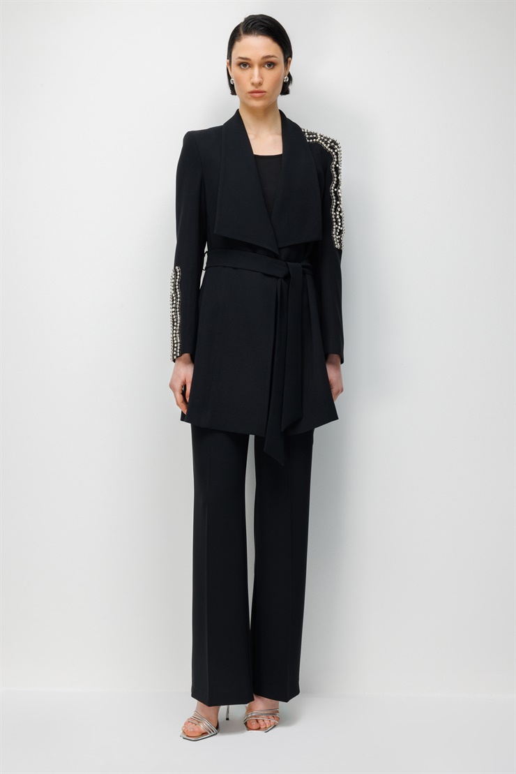 Modailgi  İspanyol Paça Krep Kumaş Pantolon - 75038 Siyah