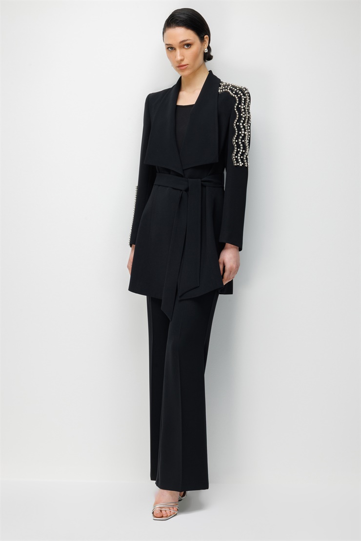 Modailgi  İspanyol Paça Krep Kumaş Pantolon - 75038 Siyah