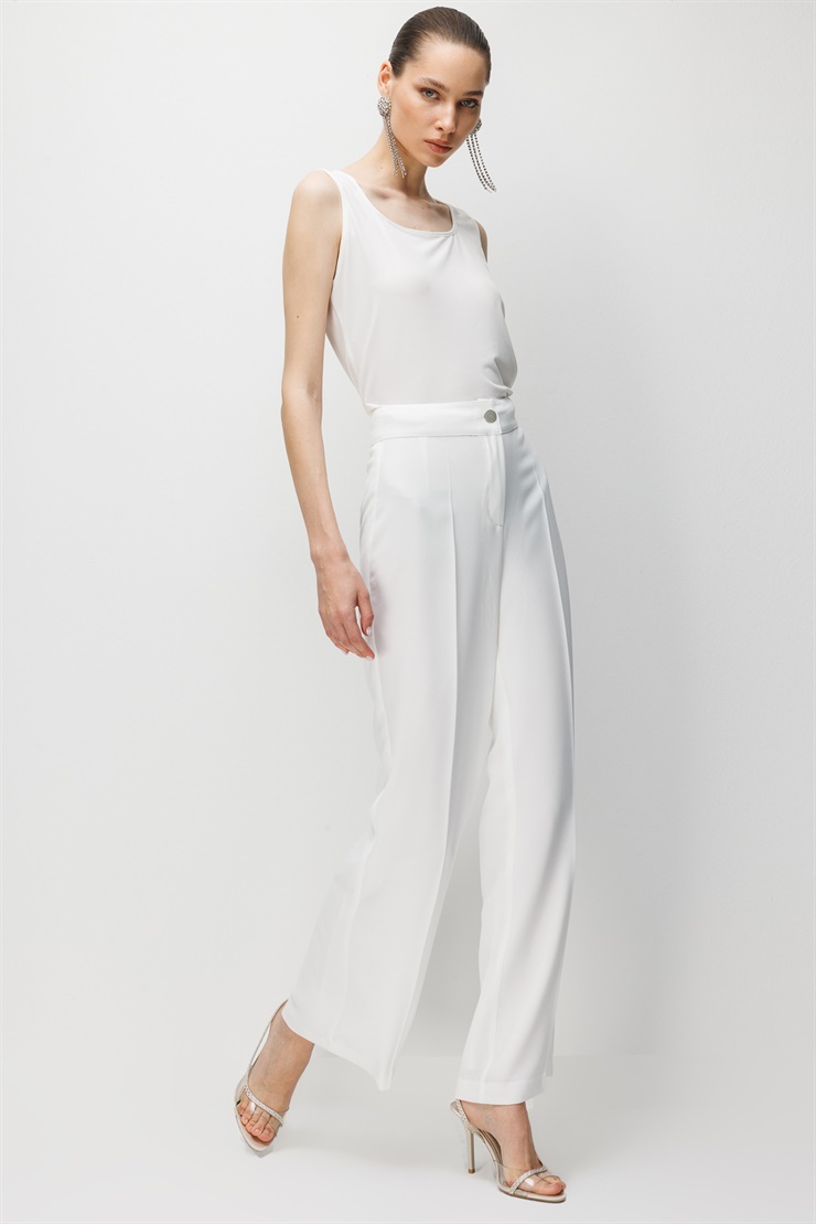 Modailgi  İspanyol Paça Krep Kumaş Pantolon - 75038 Ekru