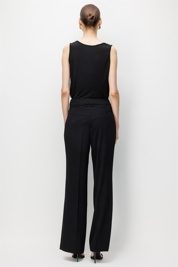 Modailgi  İspanyol Paça Krep Kumaş Pantolon - 75042 Siyah