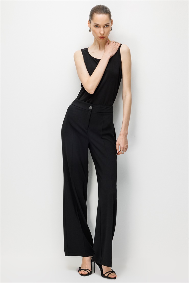 Modailgi  İspanyol Paça Krep Kumaş Pantolon - 75042 Siyah