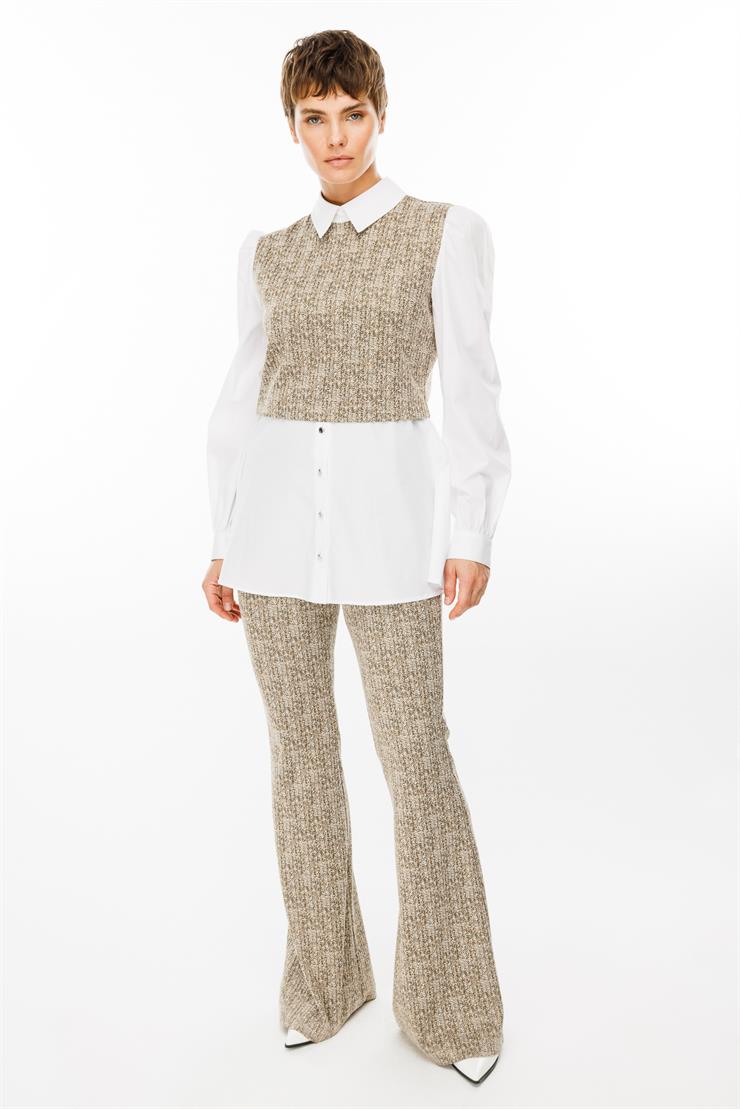 Modailgi  İspanyol Paça Örme Pantolon - 1573,7967 Haki