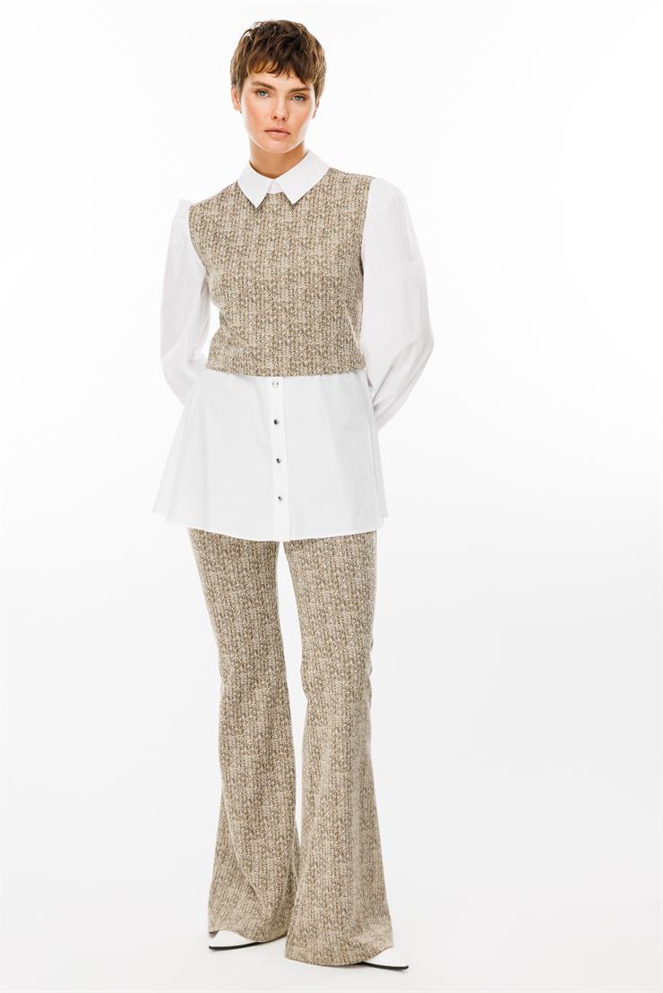 Modailgi  İspanyol Paça Örme Pantolon - 1573,7967 Haki