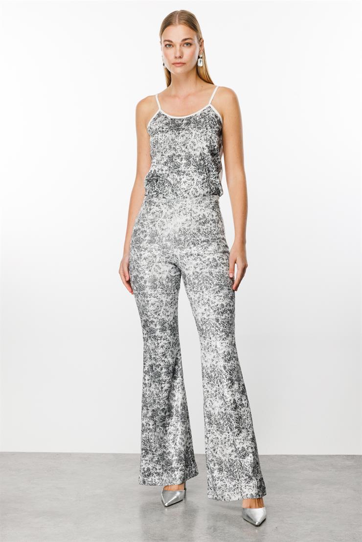 Modailgi  İspanyol Paça Pul Payet Pantolon - 7538 Siyah