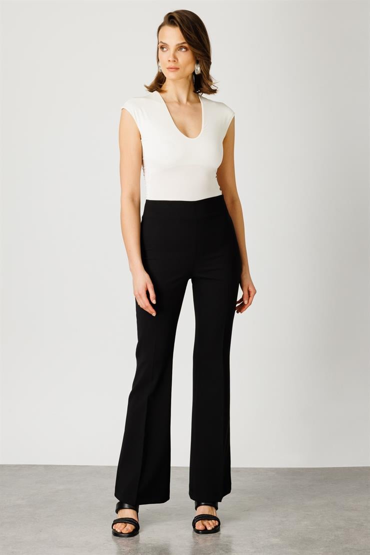 Modailgi  İspanyol Paça Yüksek Bel Pantolon - 7579,7580 Siyah