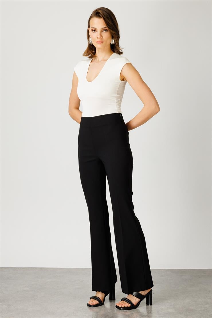 Modailgi  İspanyol Paça Yüksek Bel Pantolon - 7579,7580 Siyah