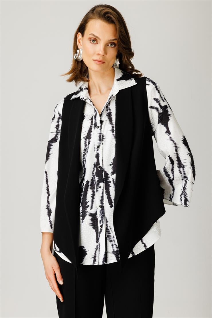 Modailgi  Jakar Desenli Salaş Gömlek Siyah