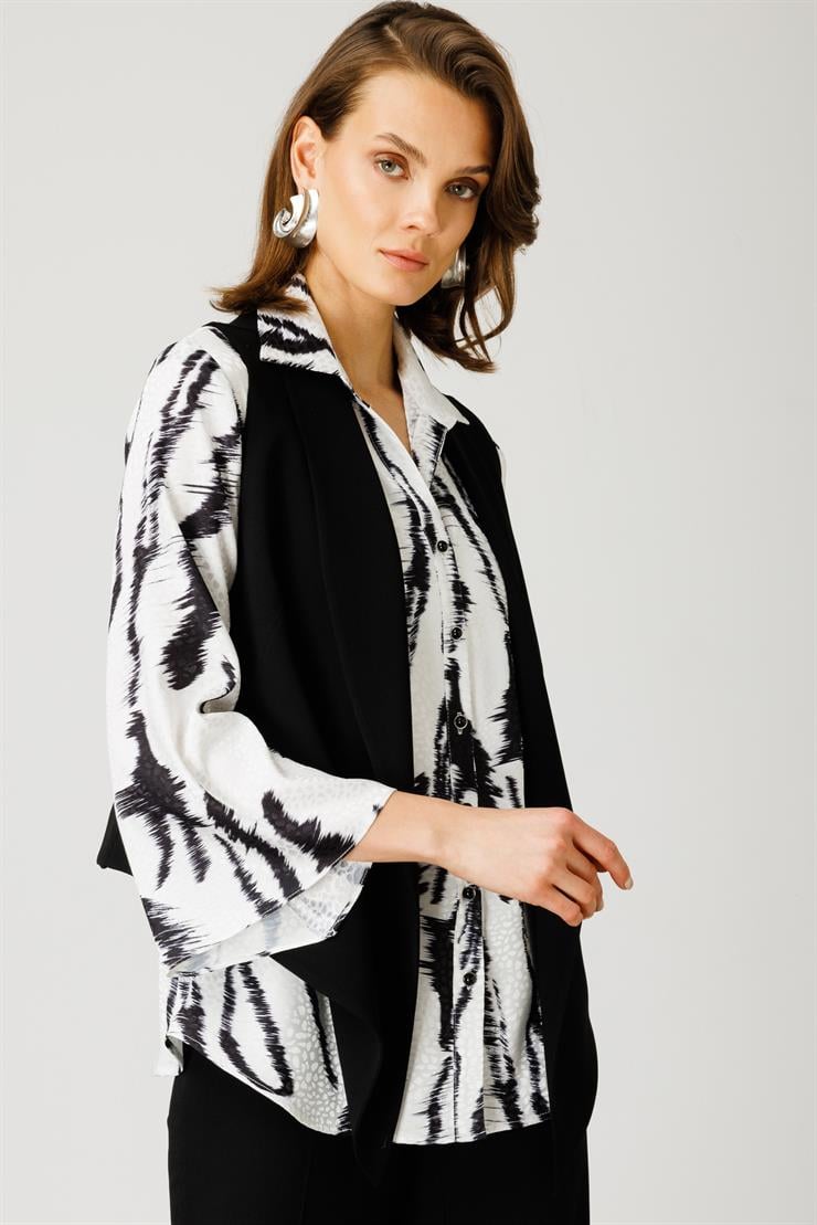 Modailgi  Jakar Desenli Salaş Gömlek Siyah