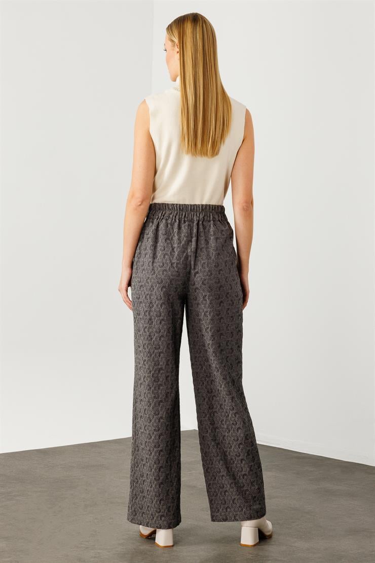 Modailgi  Jakar Kumaşlı Pileli Geniş Paça Pantolon - 7970 Gri