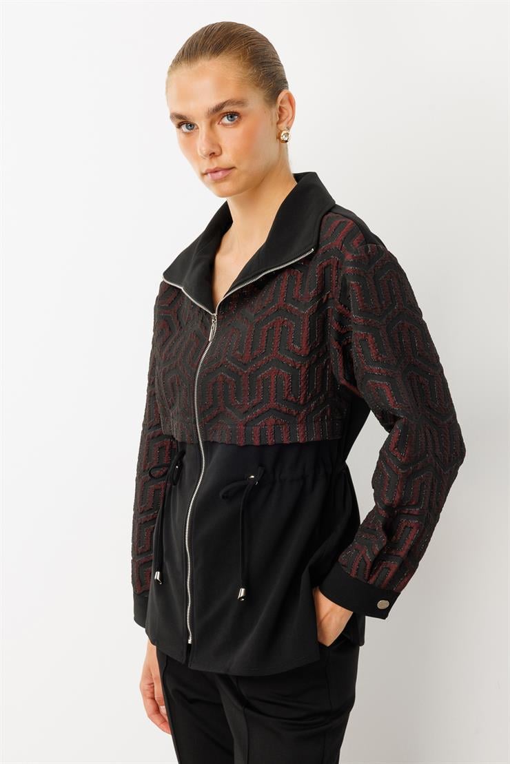 Modailgi  Jakarlı Fermuarlı Tunik Bordo