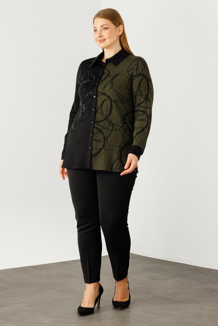 Modailgi  Jakarlı Gömlek Haki