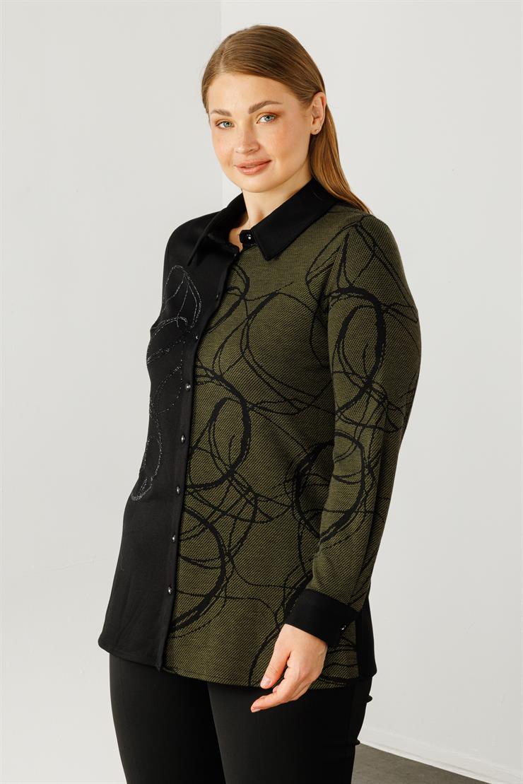 Modailgi  Jakarlı Gömlek Haki